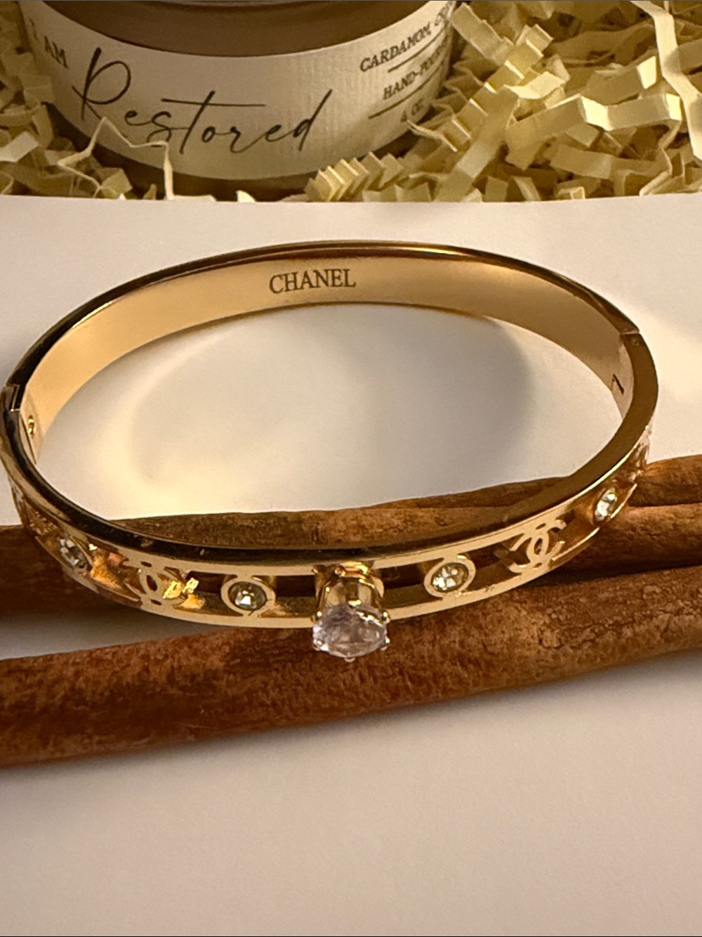Fashion Jewelry Gold Crystal-Accent Bangle Bracelet